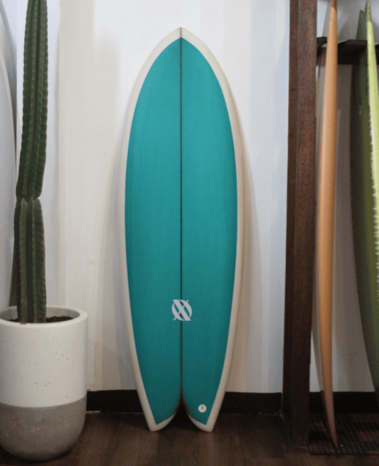 5'1 TRYST FCS 2 DARK TURQUOISE AND CREAM