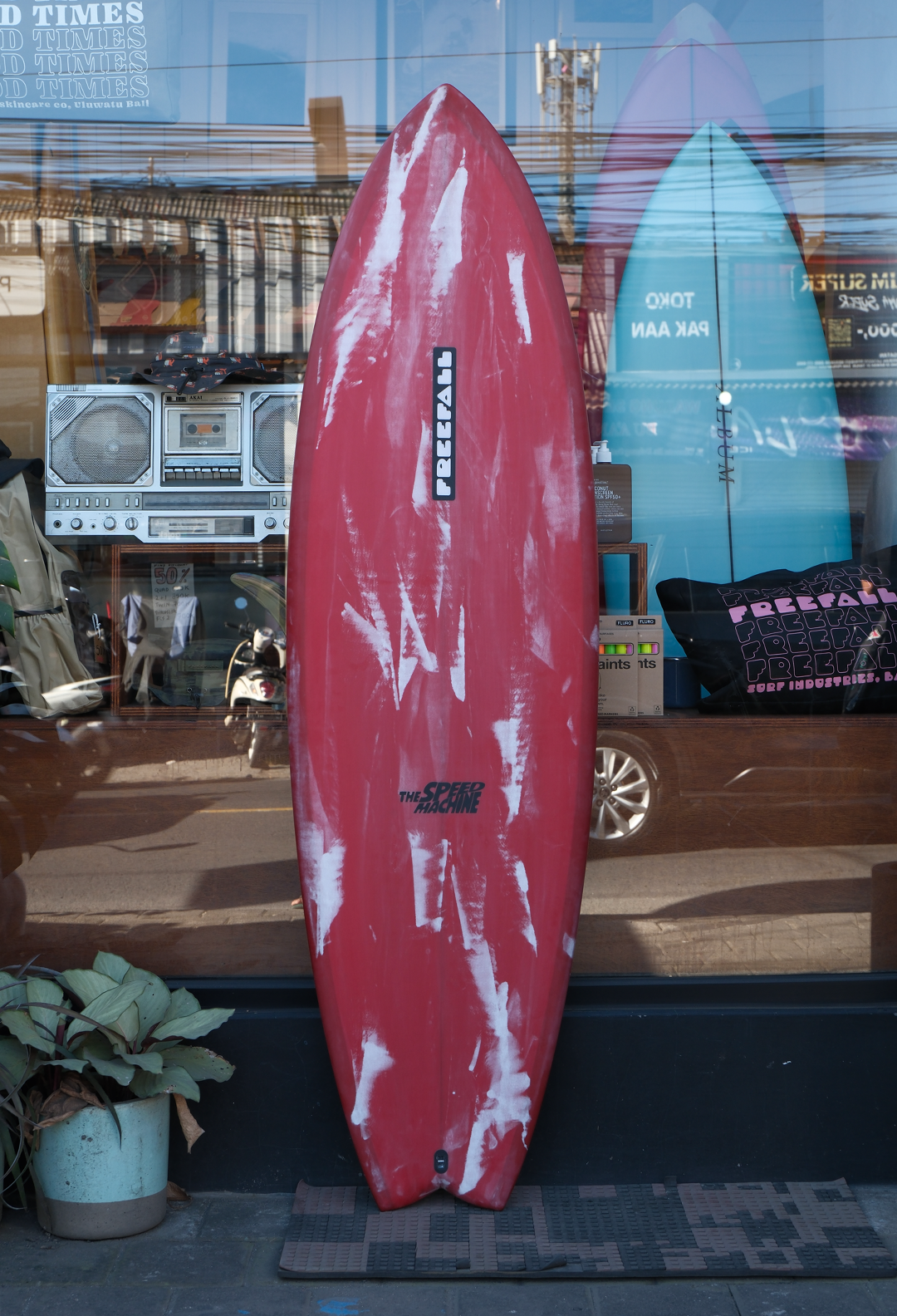 6'0 SPEED MACHINE RED WHITE BAD FISH ABSTRACT
